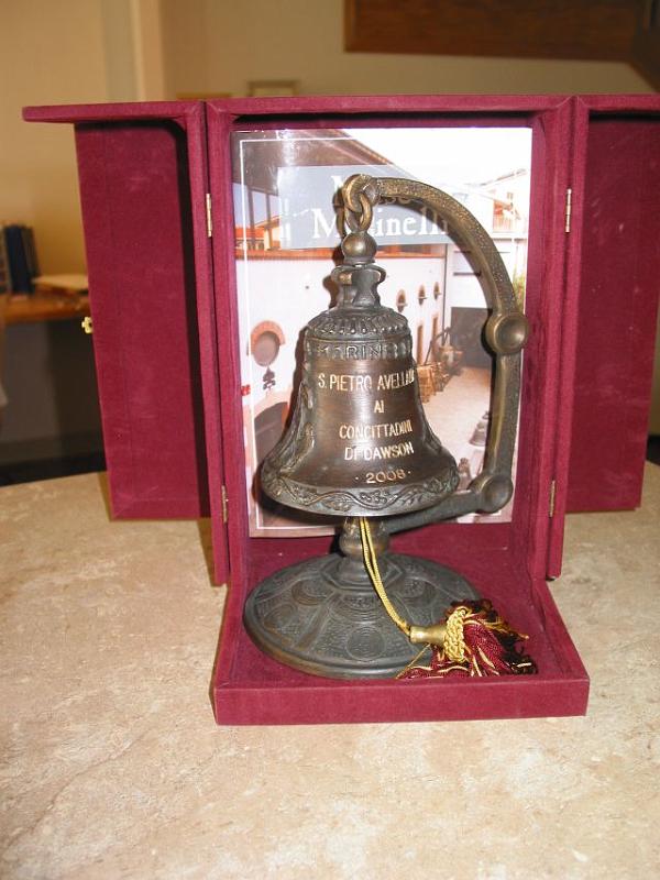 Commemorative Bell from Mayor of San Pietro Avellana, Italy